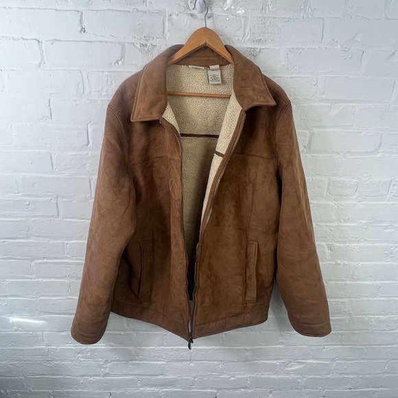L.L. Bean Other - L.L. Bean Men’s Sherpa Lined Faux Suede Shearling Jacket Brown Size XL